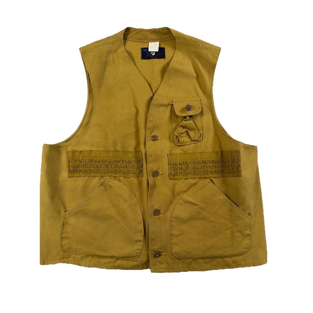 Vtg American Field Mens Hunting Vest Canvas USA Shooting Blue Bill/Red Head Sz L